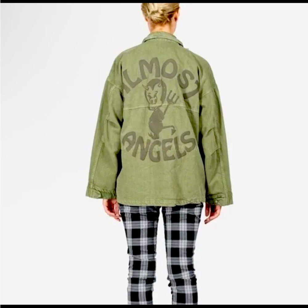 NWT SPIRIT JERSEY “Almost Angels” green canvas jacket 🔥 unisex 🔥 oversized